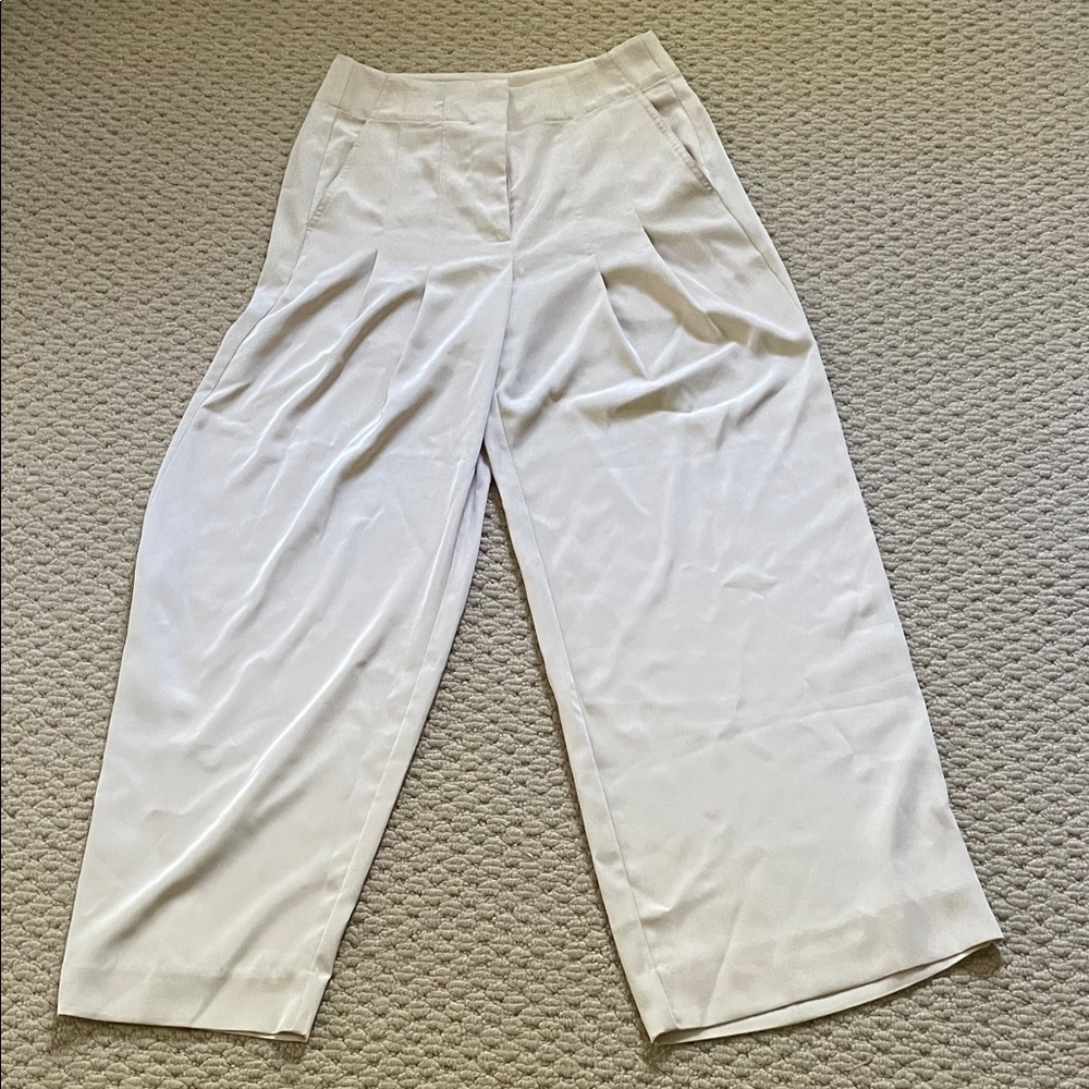Banana Republic Cream Pleated high waist Wide-Leg Pants 4